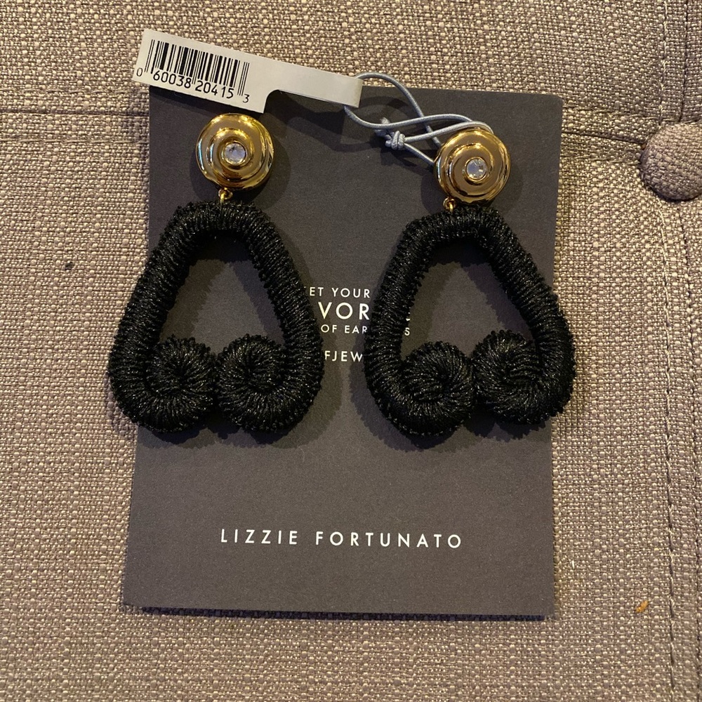 Lizzie Fortunato Scroll Earrings in Onyx BNIB